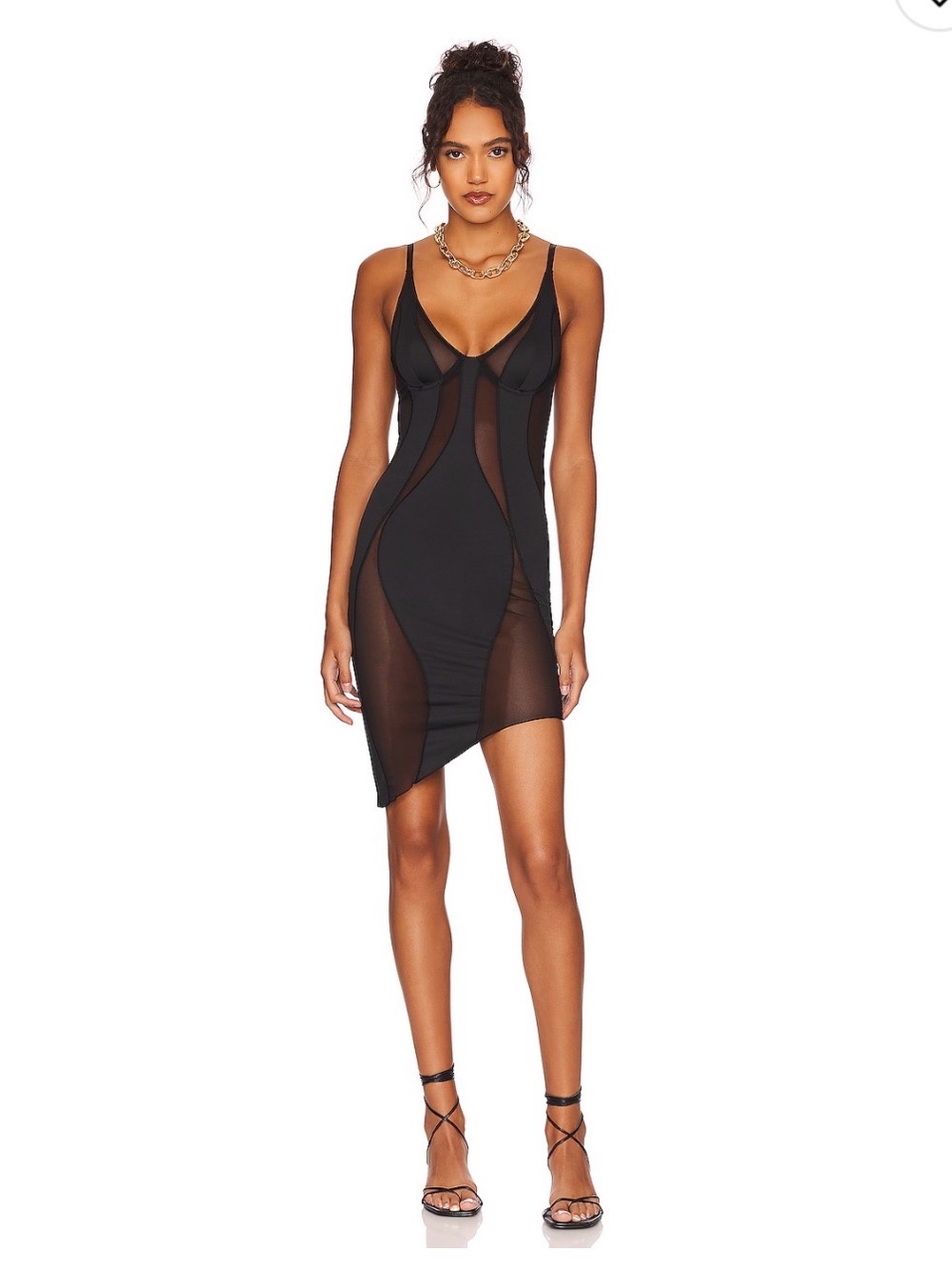 NWT Revolve Black Sheer Panel Bodycon Mini Dress